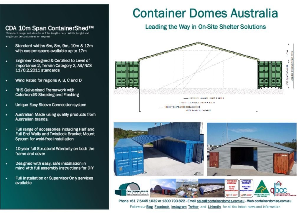 thumbnail of CDA ContainerShed Range Spec Sheet