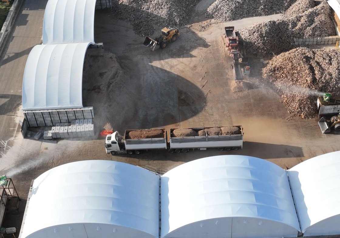 a construction site with trucks and trucks