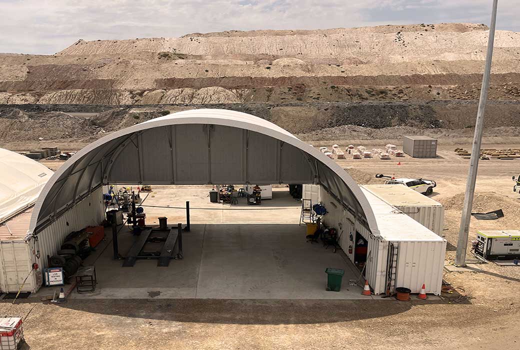 Large industrial shelter at mine site